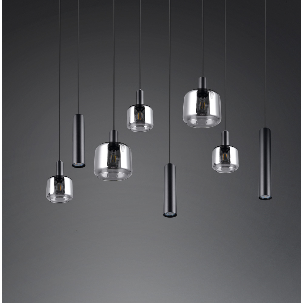 TRIO Mataro 8 Light Matt Black Ceiling Pendant Light Image 9