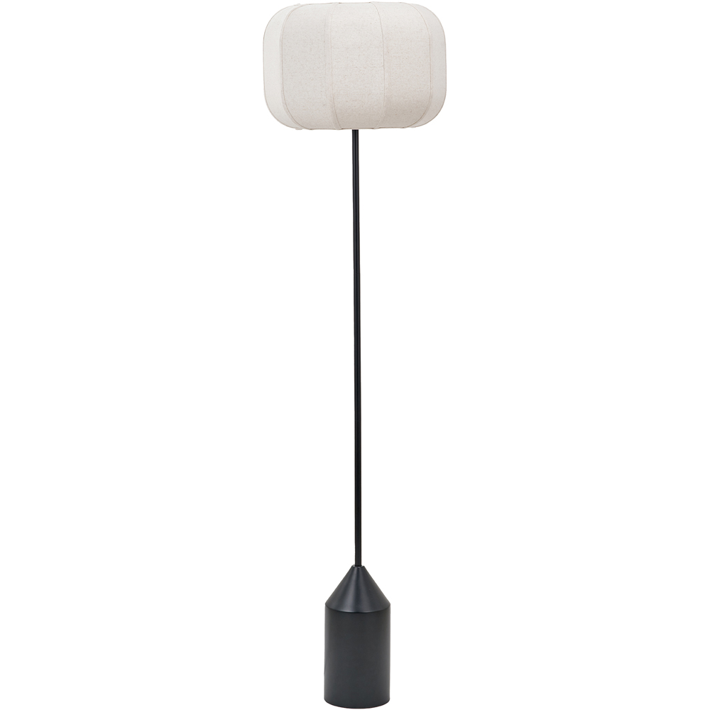 Pacific Lifestyle Oscar Natural Linen Shade Black Metal Structured Floor Lamp Image 1
