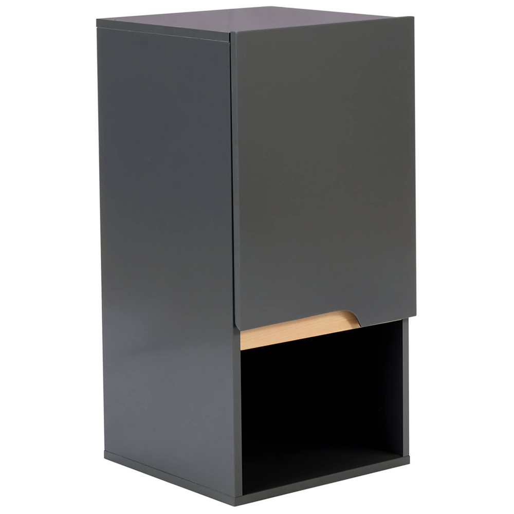 Home Source Florence Single Door Single Shelf Grey Hanging Bathroom Wall Cabinet Image 2