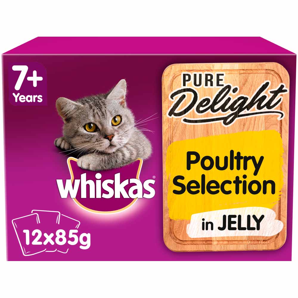 Whiskas 7+ Pure Delight Poultry Selection in Jelly  Cat Food 12 x 85g Image 1