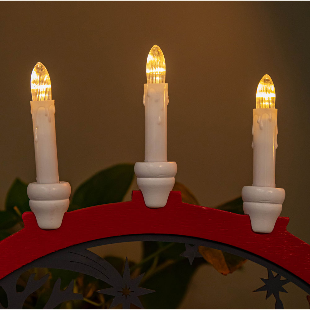 Samuel Alexander Light Up Red Wooden Christmas Candle Bridge Image 5
