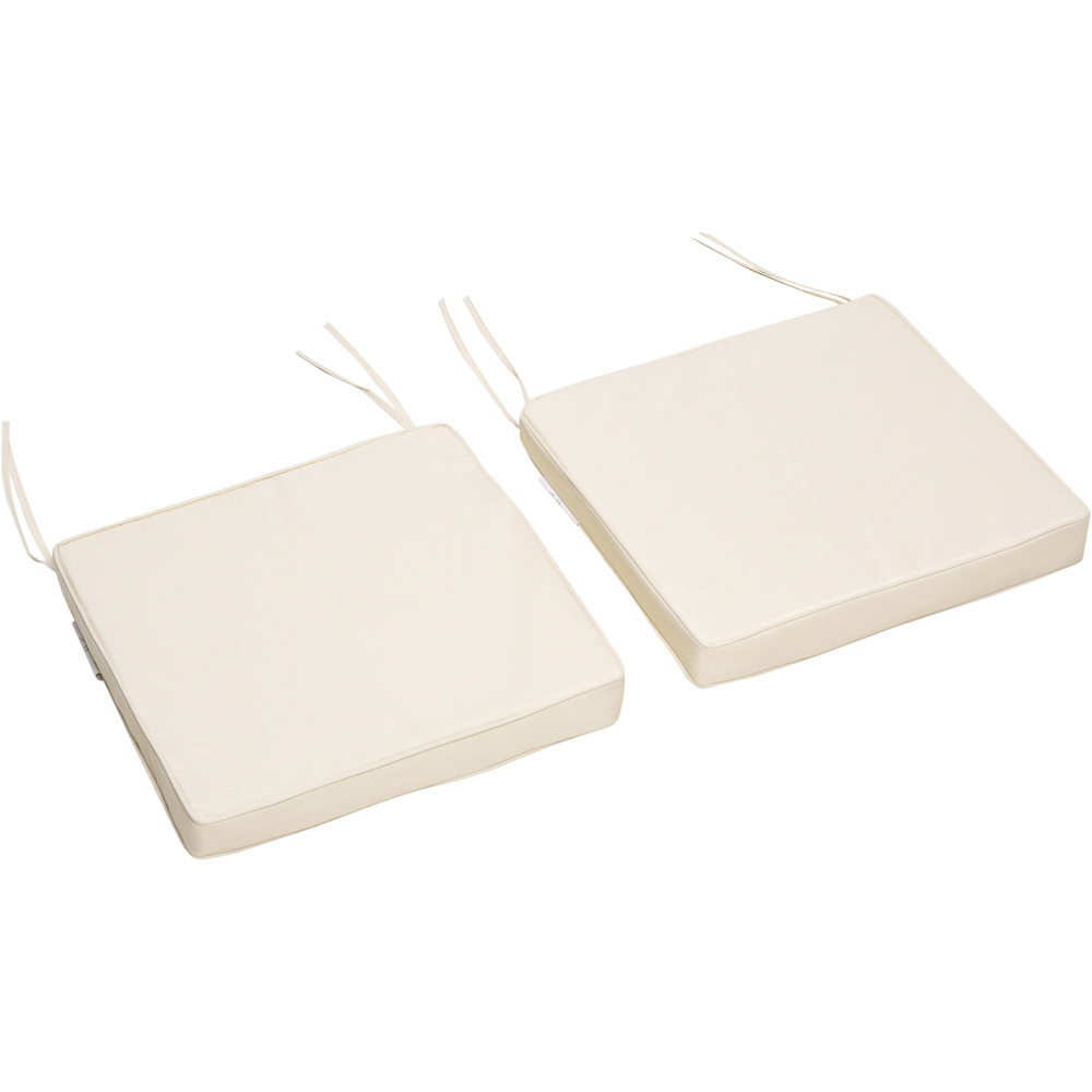 Outsunny Cream White Garden Chair Cushion with Ties 45 x 45cm 2 Pack Image 1