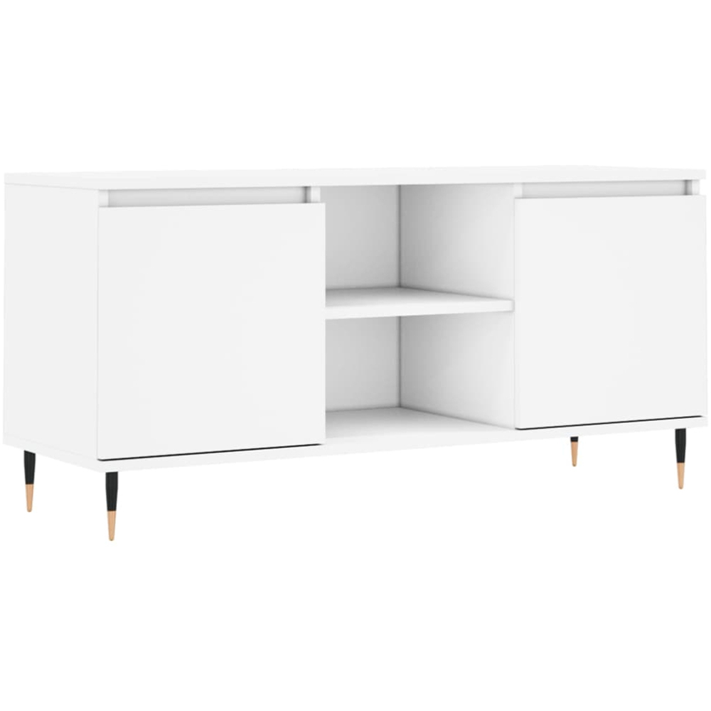 vidaXL 2 Door 2 Shelf White TV Cabinet Image 2