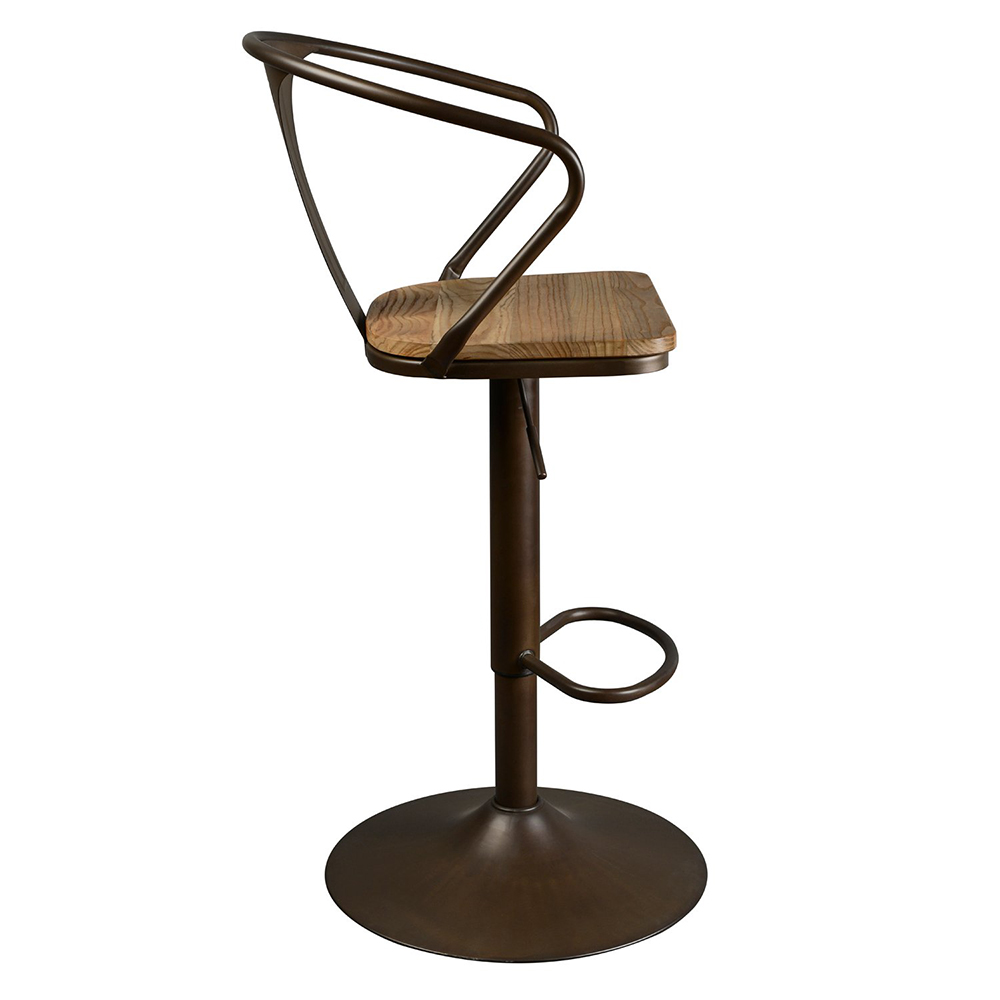 Dark Brown Industrial Iron Bar Stool Image 8