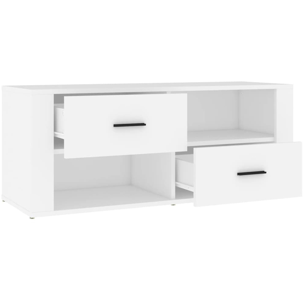 vidaXL 2 Drawer 2 Shelf White TV Cabinet Image 5