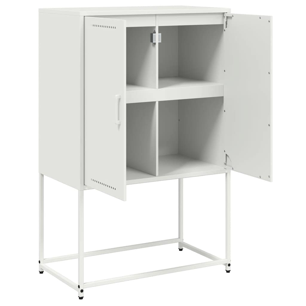 vidaXL 2 Door White Steel Highboard Image 9