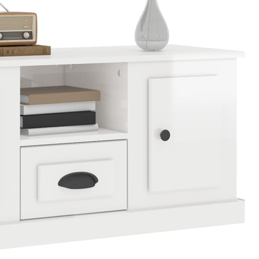 vidaXL 2 Door Single Drawer Single Shelf White Wooden TV Cabinet Image 9