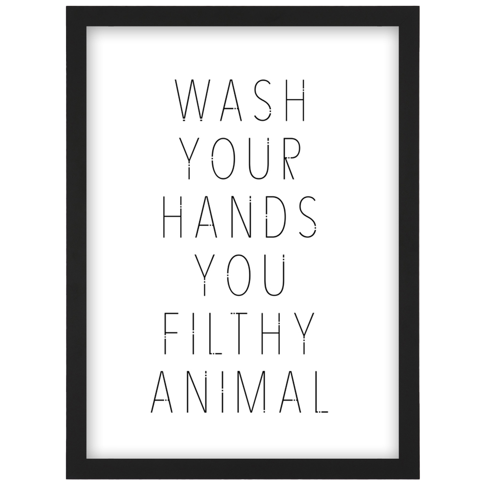 Artery8 Filthy Animal Funny Toilet Sign Framed Wall Art Print 21 x 29.7cm Image 1