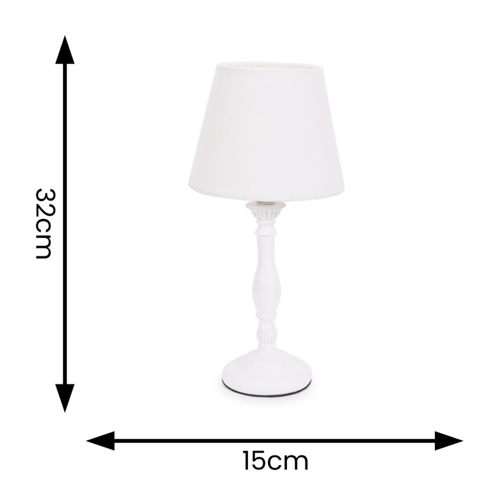 ValueLights Sara Tapered Shade White Wood Traditional Candle Stick LED Table Lamp 2 Pack Image 4