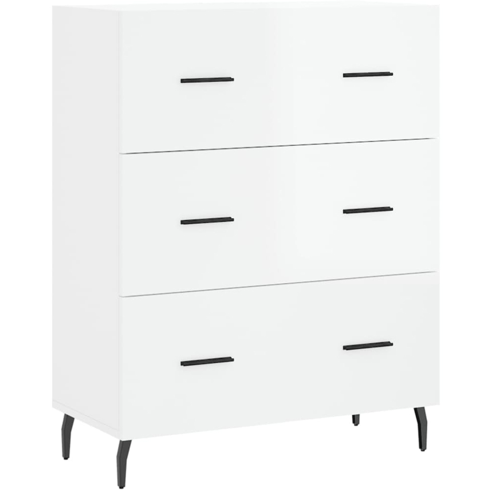vidaXL 3 Drawer High Gloss White Sideboard Image 2