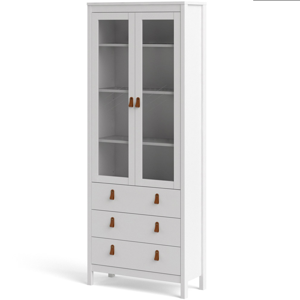 Florence Barcelona 2 Door 3 Drawer White Display Cabinet Image 3