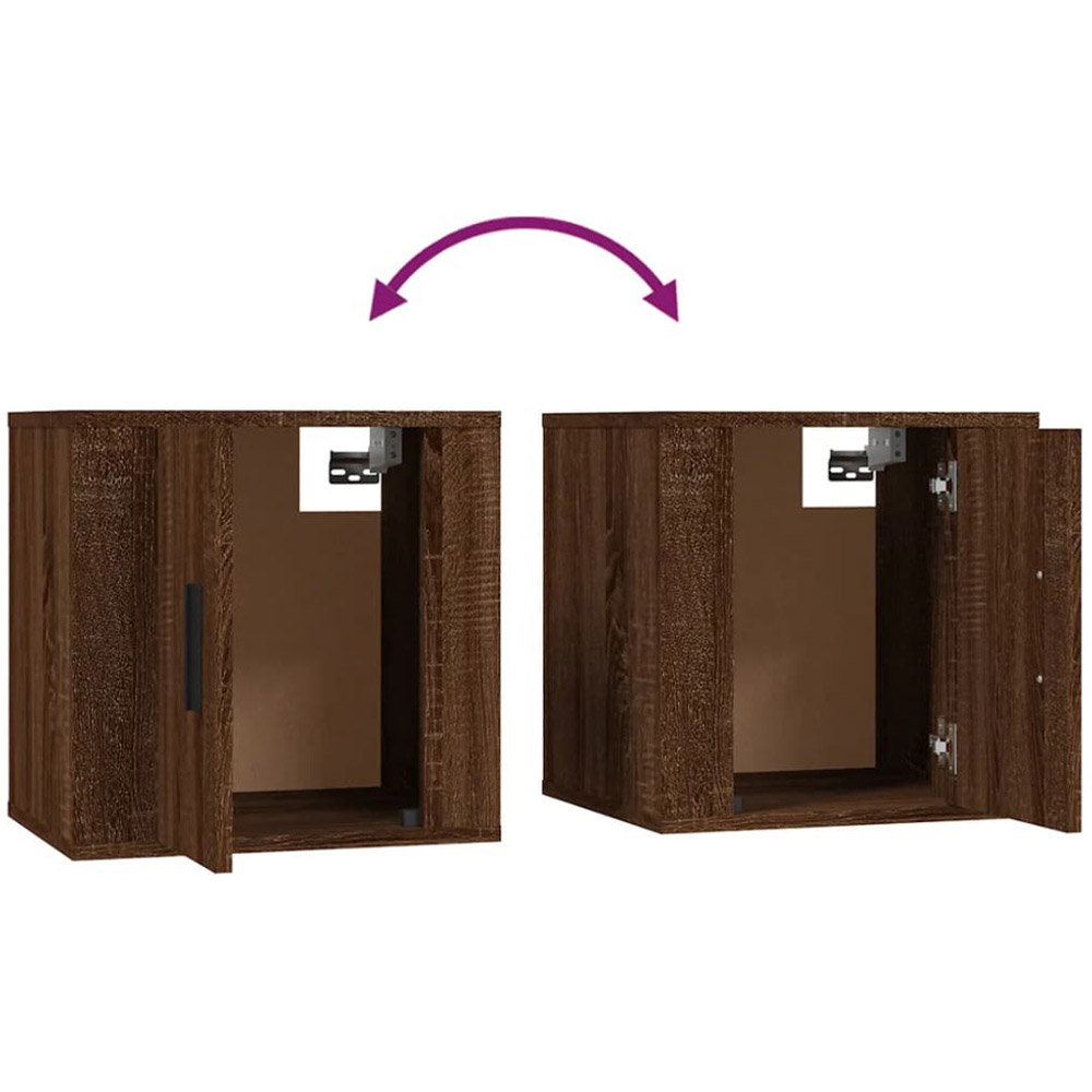 vidaXL Single Door Brown Oak Wall Mounted TV Cabinet Set of 2 Image 7