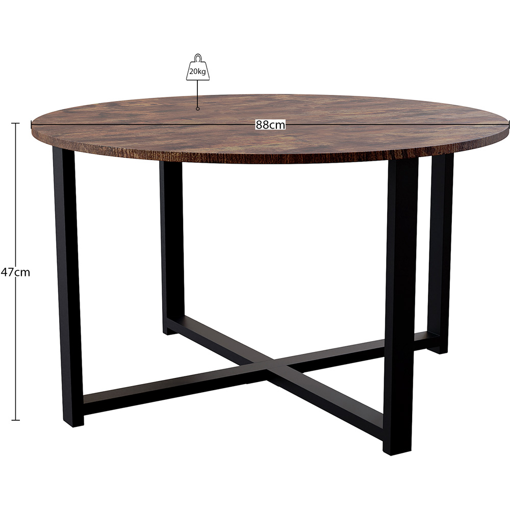 Vida Designs Brooklyn Dark Wood Round Coffee Table with Metal Legs Image 7