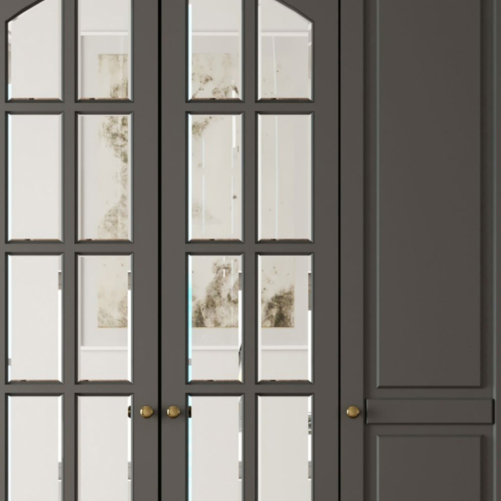 Evu MAISON 3 Door 2 Drawer Anthracite Mirrored Wardrobe Image 4