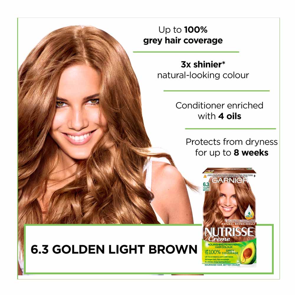 Garnier Nutrisse Caramel Golden Light Brown 6.3 Permanent Hair Dye Image 3
