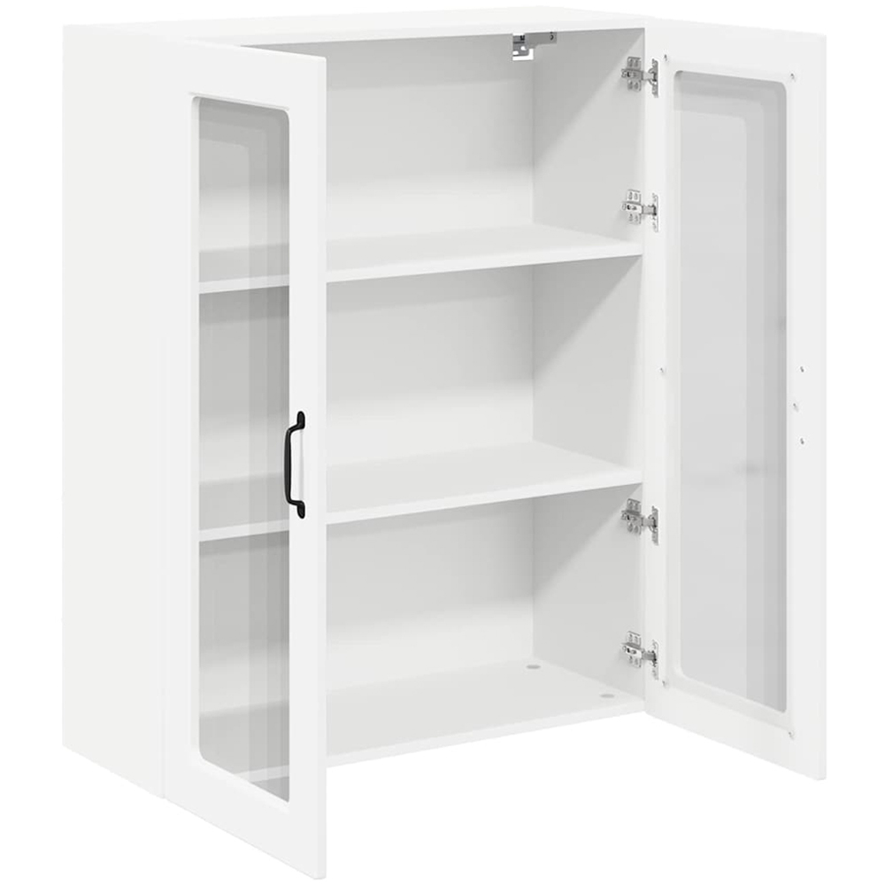 vidaXL 2 Glass Door White Kitchen Wall Cabinet Image 5