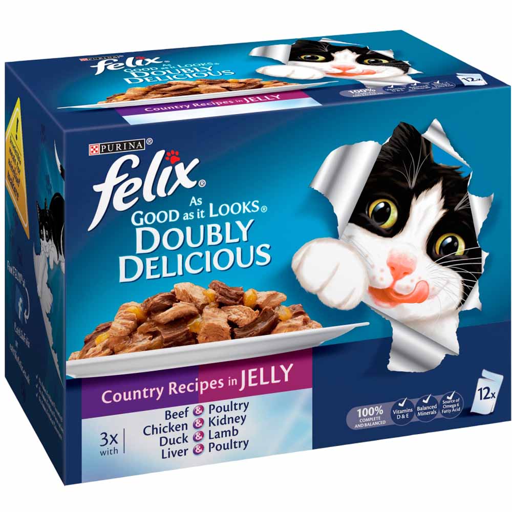 Felix As Good As It Looks Adult Cat Food Chunks In  Jelly Country Recipes 12x100g Image 2