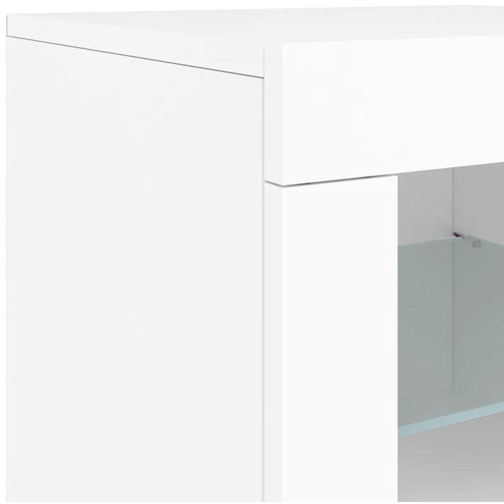 vidaXL 5 Door 6 Shelf White LED Sideboard 3 Piece Image 9