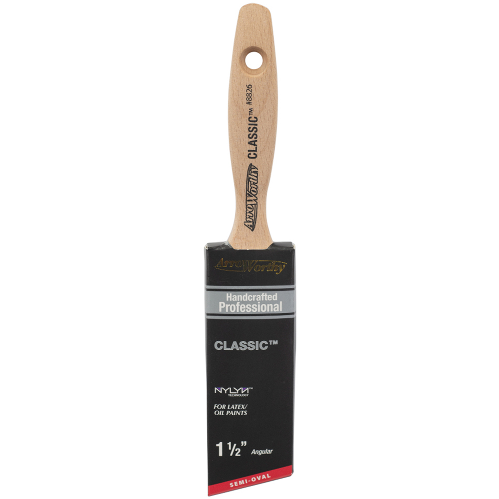 ArroWorthy Classic 1.5 inch Nylyn Semi Oval Angled Beaver Tail Paint Brush Image 1