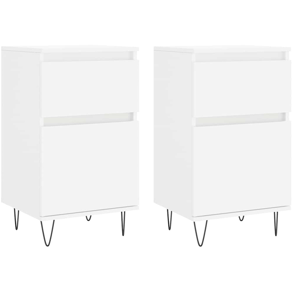 vidaXL Single Door Single Drawer White Sideboard Set of 2 Image 2