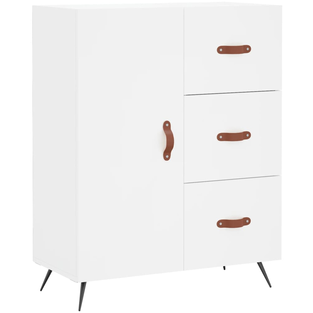 vidaXL 2 Glass Door 3 Drawer White Highboard with Metal Legs Image 7