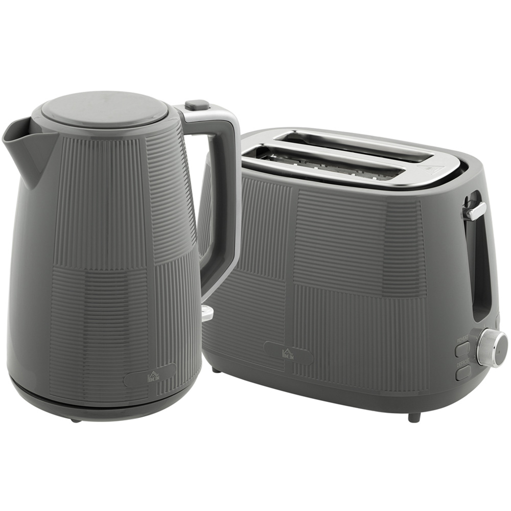HOMCOM 800-233V70GY Grey 1.7L Fast Boil Electric Kettle 3000W and 2 Slice Water Toaster Set Image 1