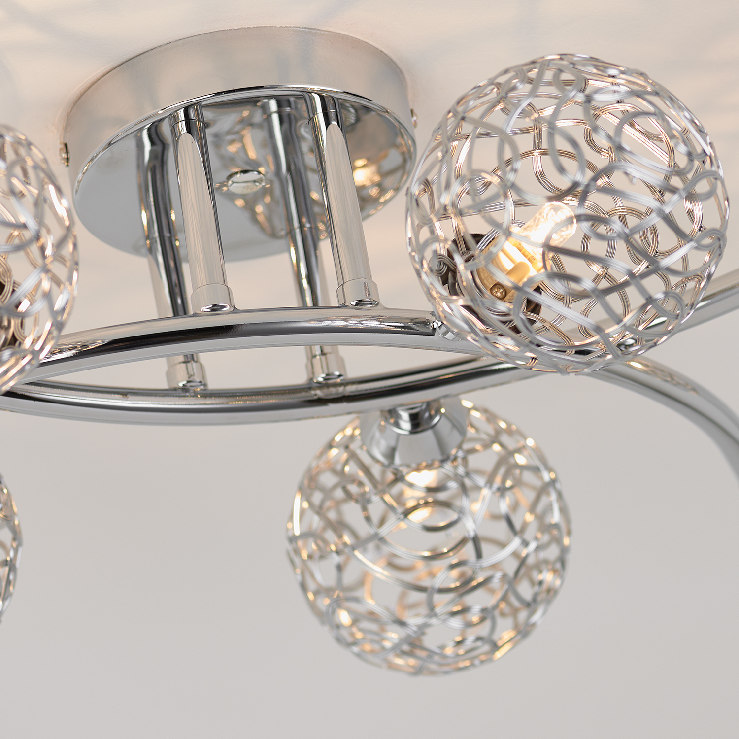 Silver 5 Sphere Electrical Fitting Ceiling Light Image 4