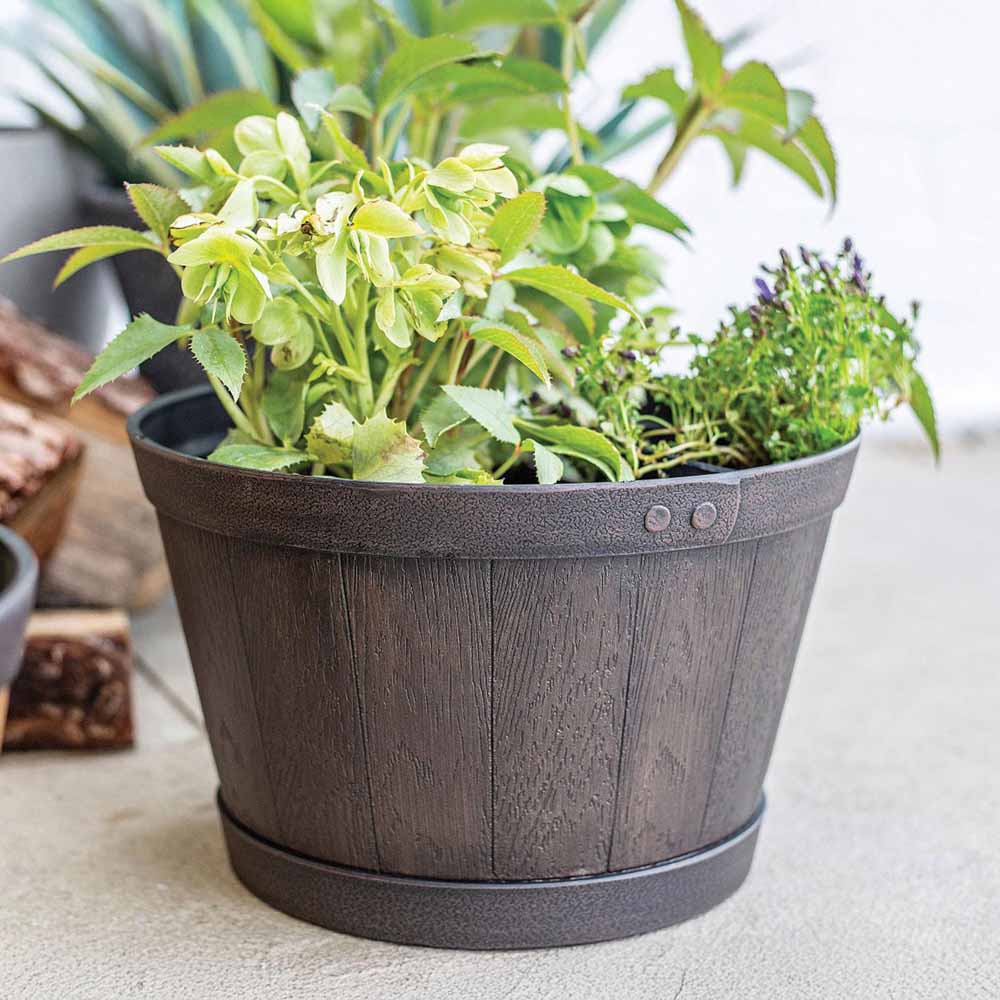 Plant Avenue Oban Dark Oak Whiskey Barrel Planter 45cm Image 4