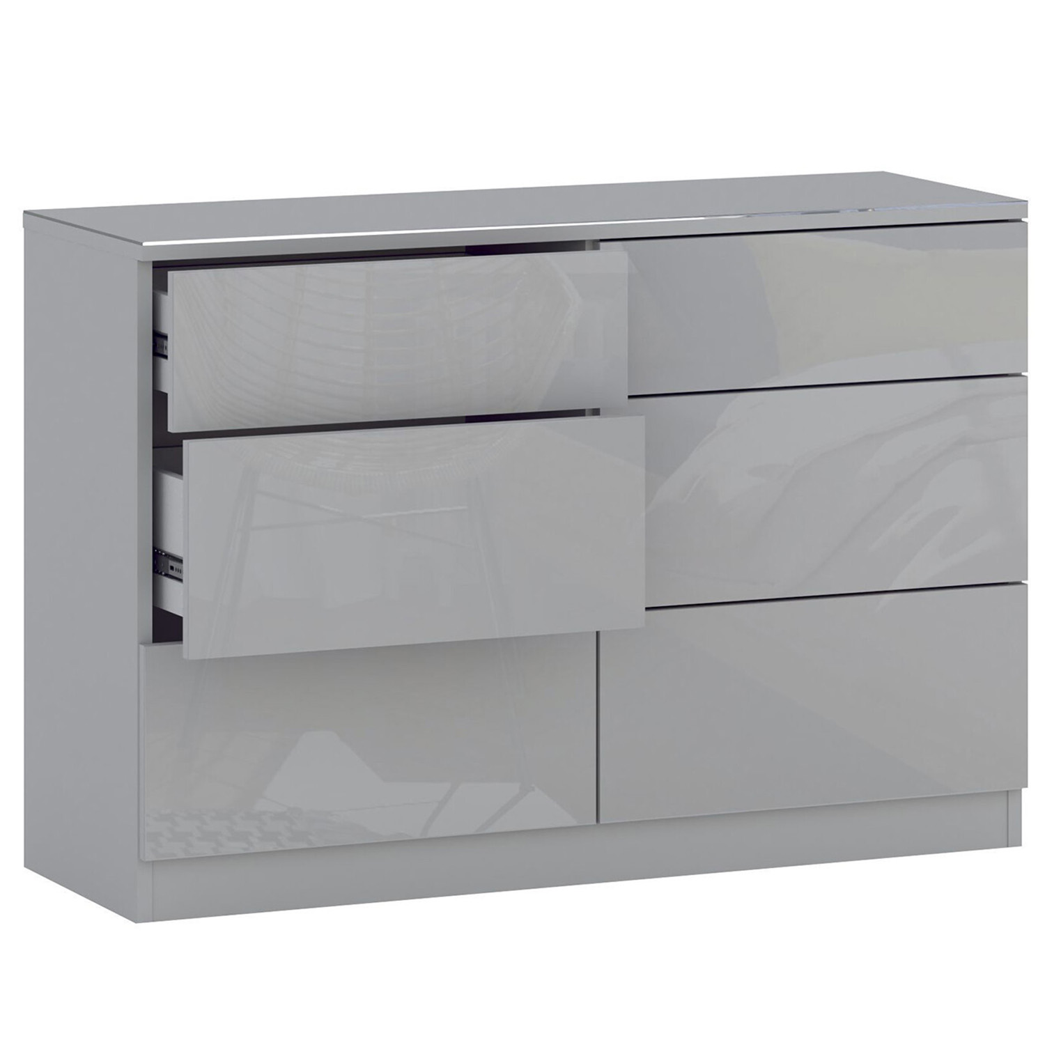 Shard 6 Drawer Glossy Grey Chest of Drawers Image 3