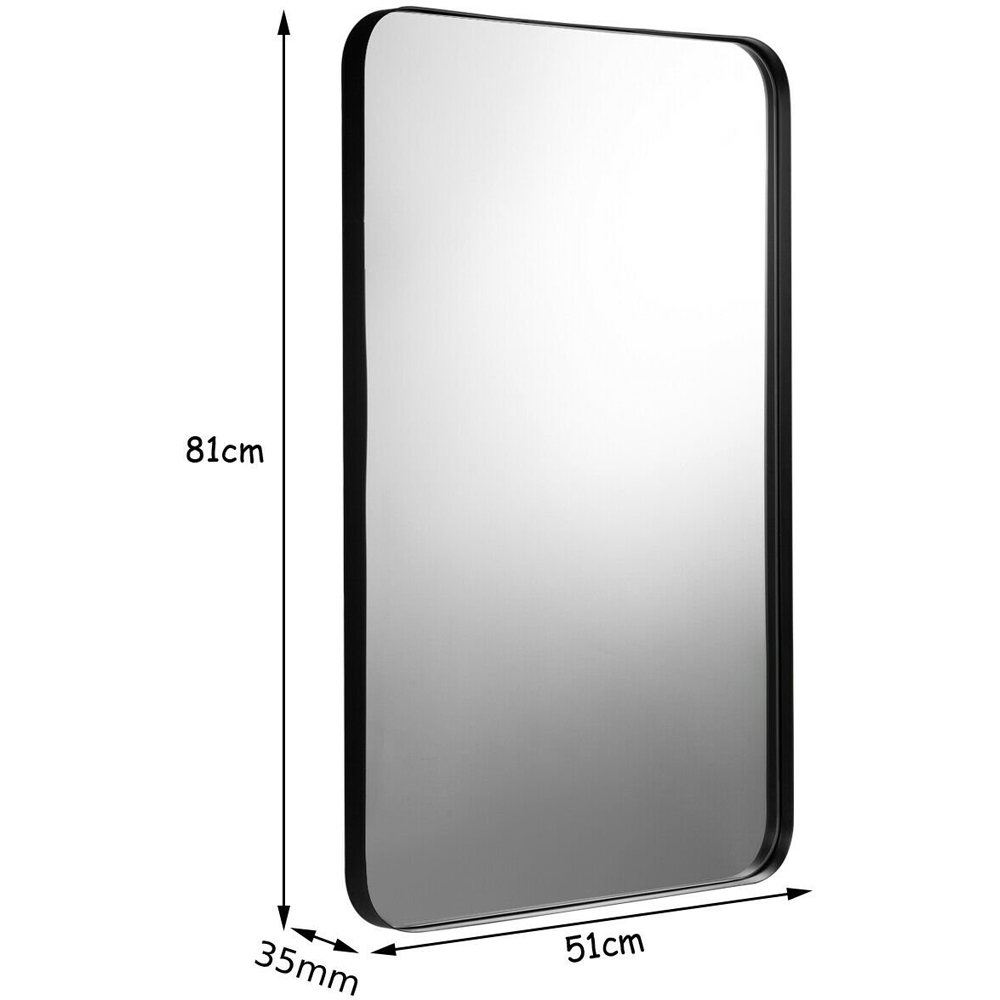 Costway Black Bathroom Wall Mirror with Rounded Corner Image 9