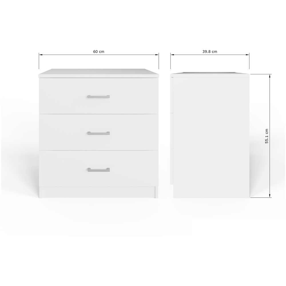 GFW Bailey 3 Drawer White Chest of Drawers Image 9