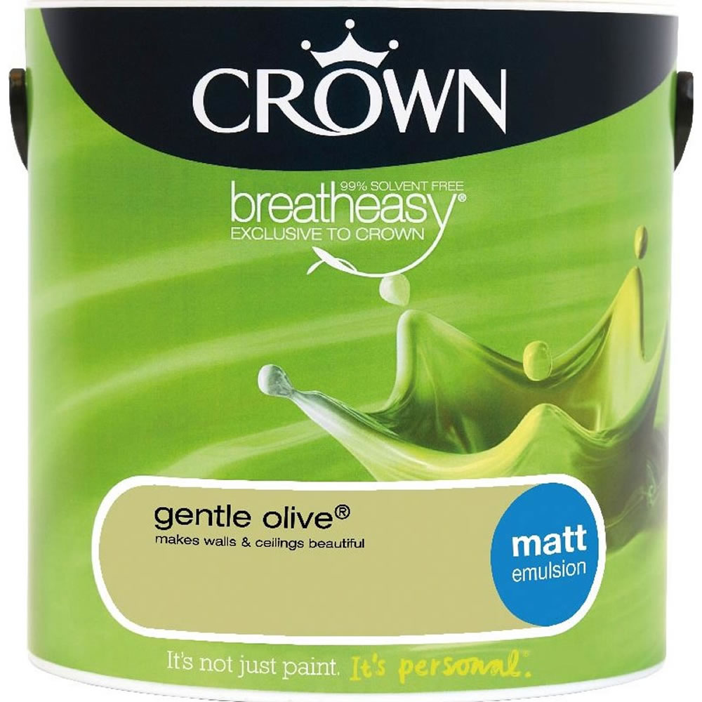 Crown Gentle Olive Matt Emulsion Paint 2.5L Image 1