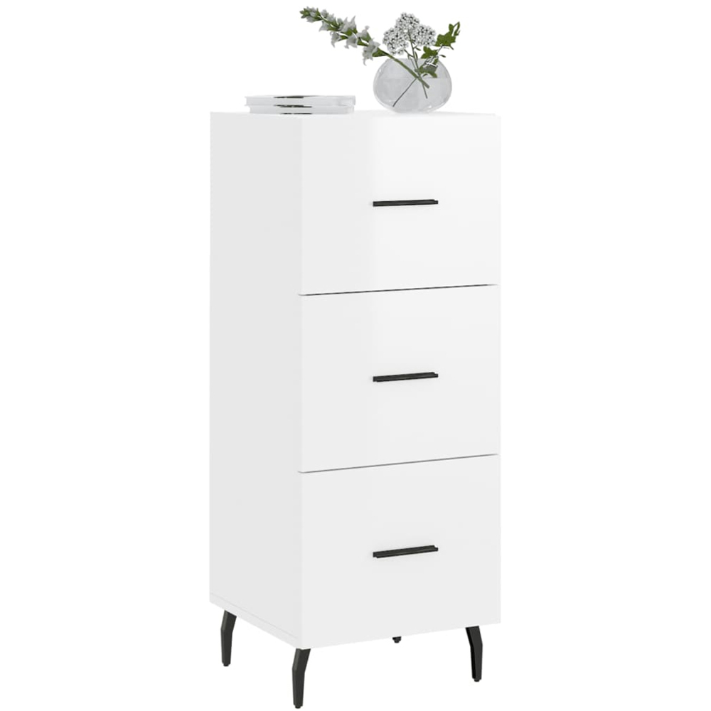 vidaXL 3 Drawer High Gloss White Sideboard Image 3