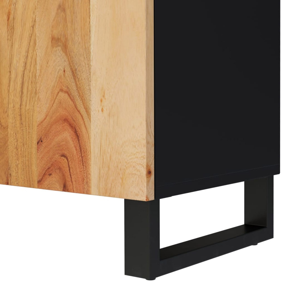 vidaXL 2 Door Single Drawer Brown Solid Wood Acacia TV Cabinet with Metal Stand Image 6