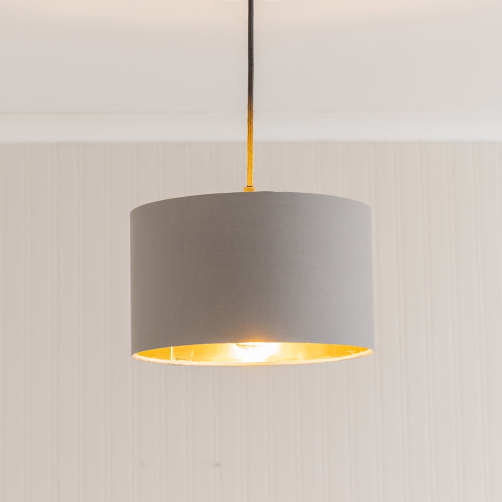 ValueLights Reni Grey and Gold Inner Drum Ceiling Lamp Shade 25cm Image 3