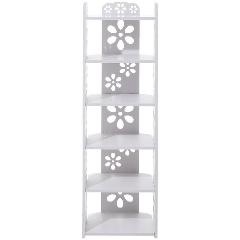 H&O Direct 6 Tier White Open Shoe Rack Image 1