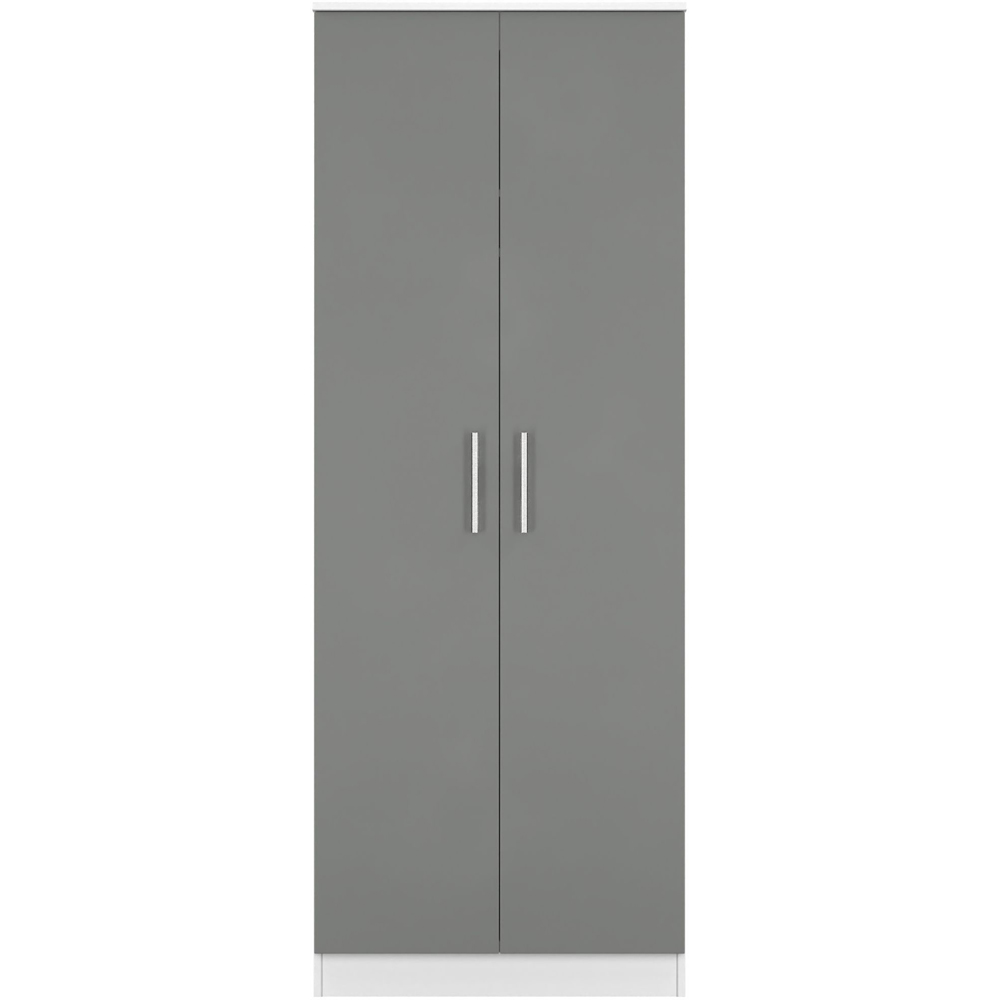 Crowndale Contrast 2 Door Dusk Grey and White Tall Wardrobe Ready Assembled Image 6