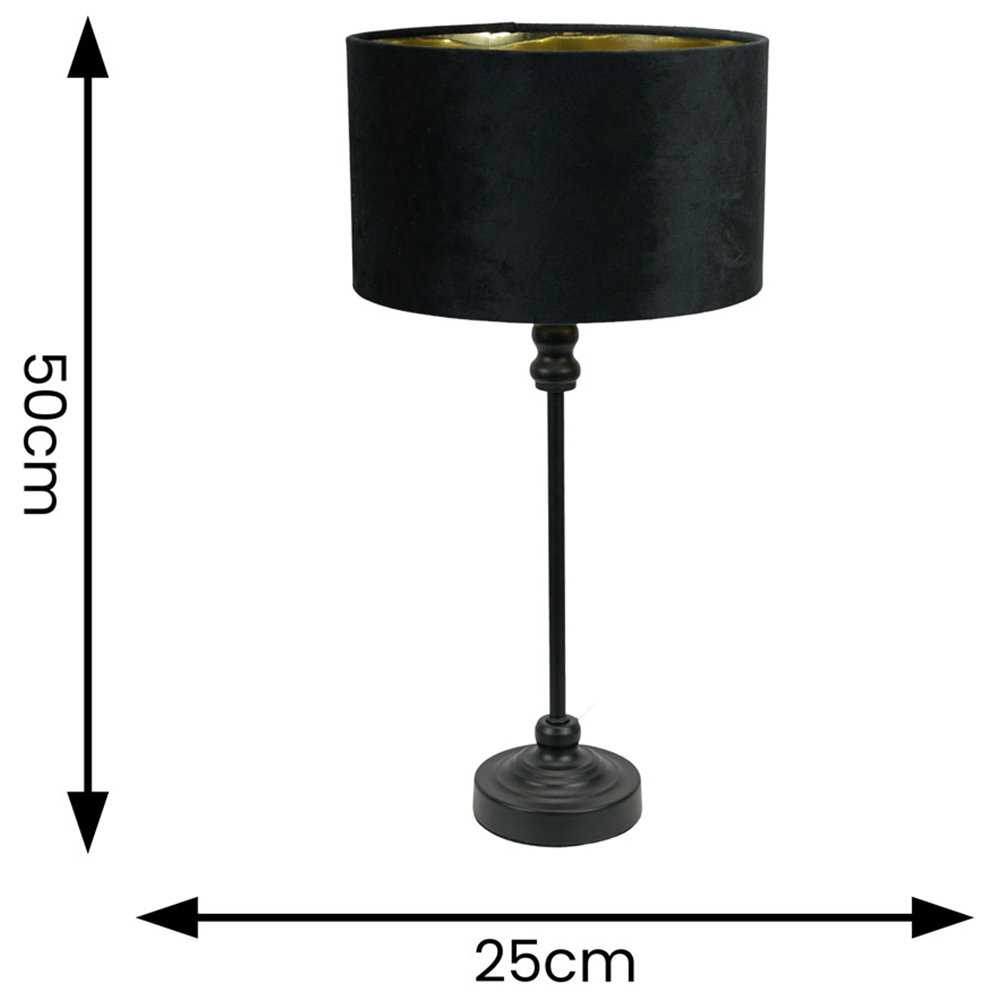 ValueLights Maggie Black Candlestick LED Table Lamp with Black and Gold Lamp Shade Image 4