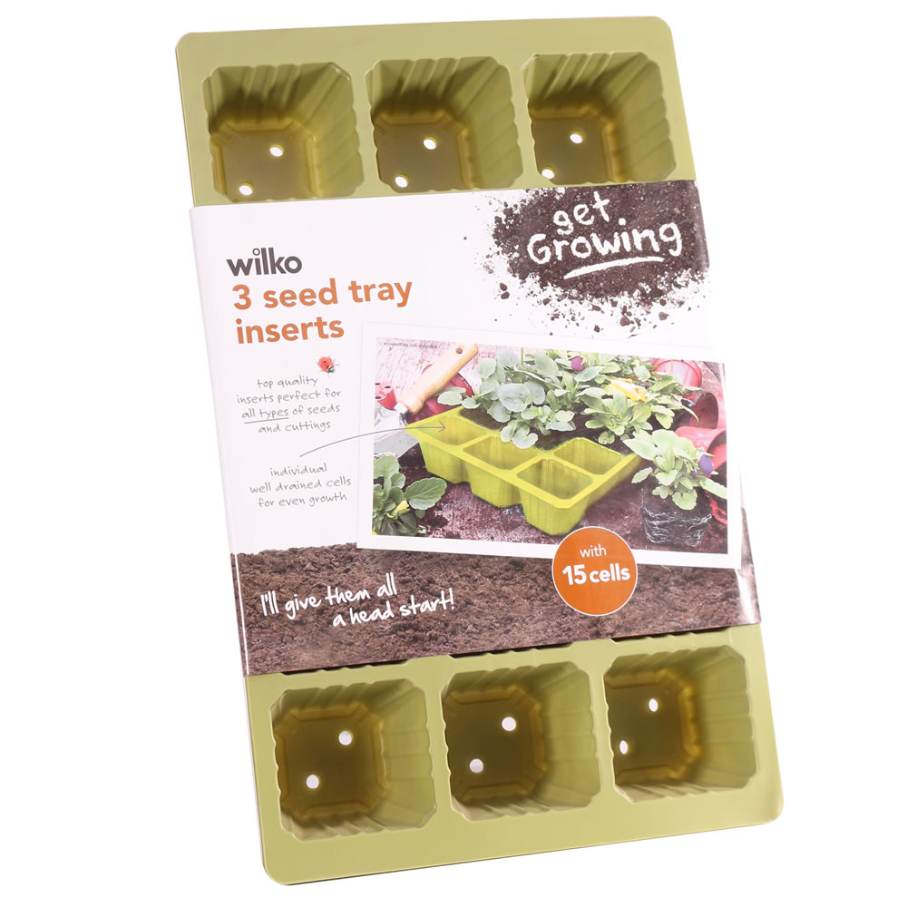 Wilko Seed Tray Insert Olive 15cm 3pk Image 1