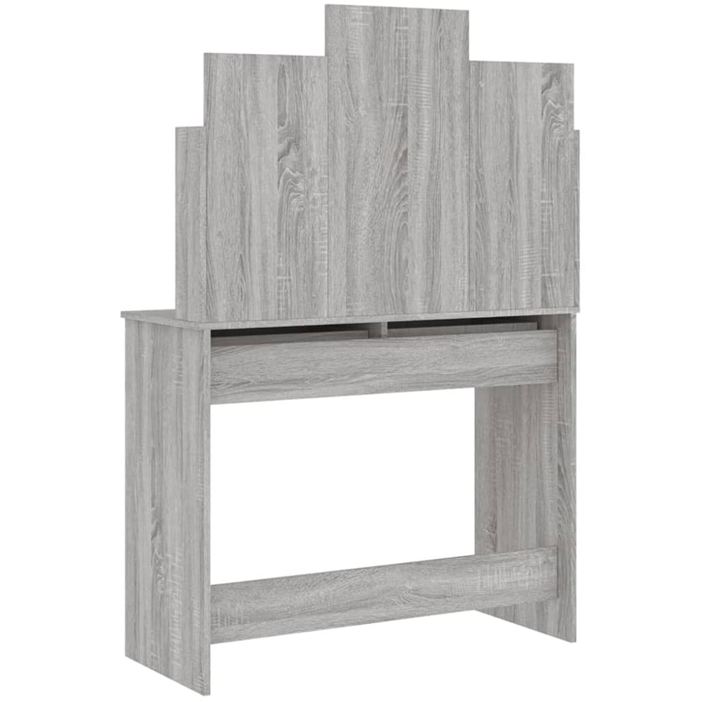 vidaXL 2 Drawer 4 Shelf Grey Sonoma Dressing Table with Mirror Image 6