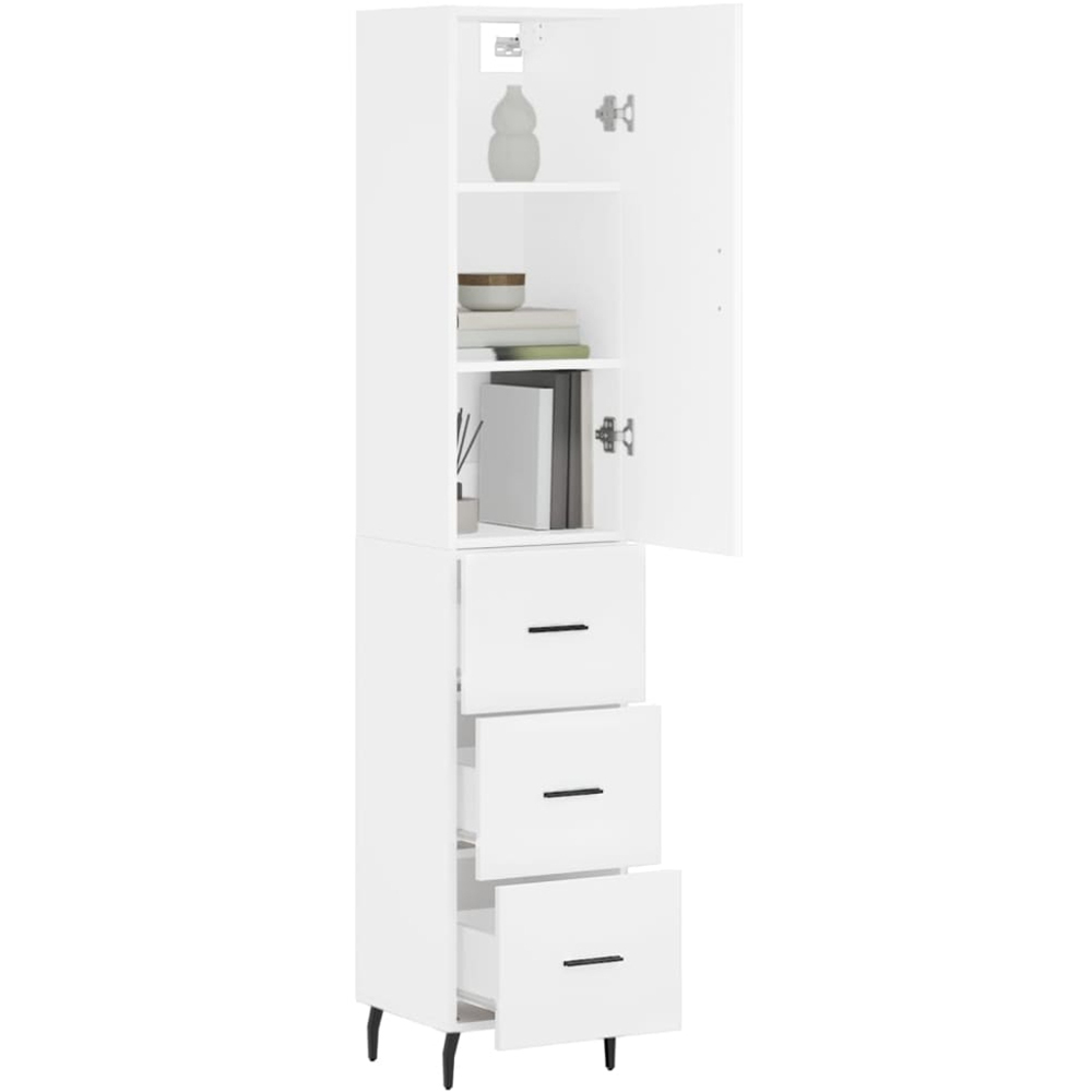 vidaXL Single Door 3 Drawer White Slim Highboard Image 3
