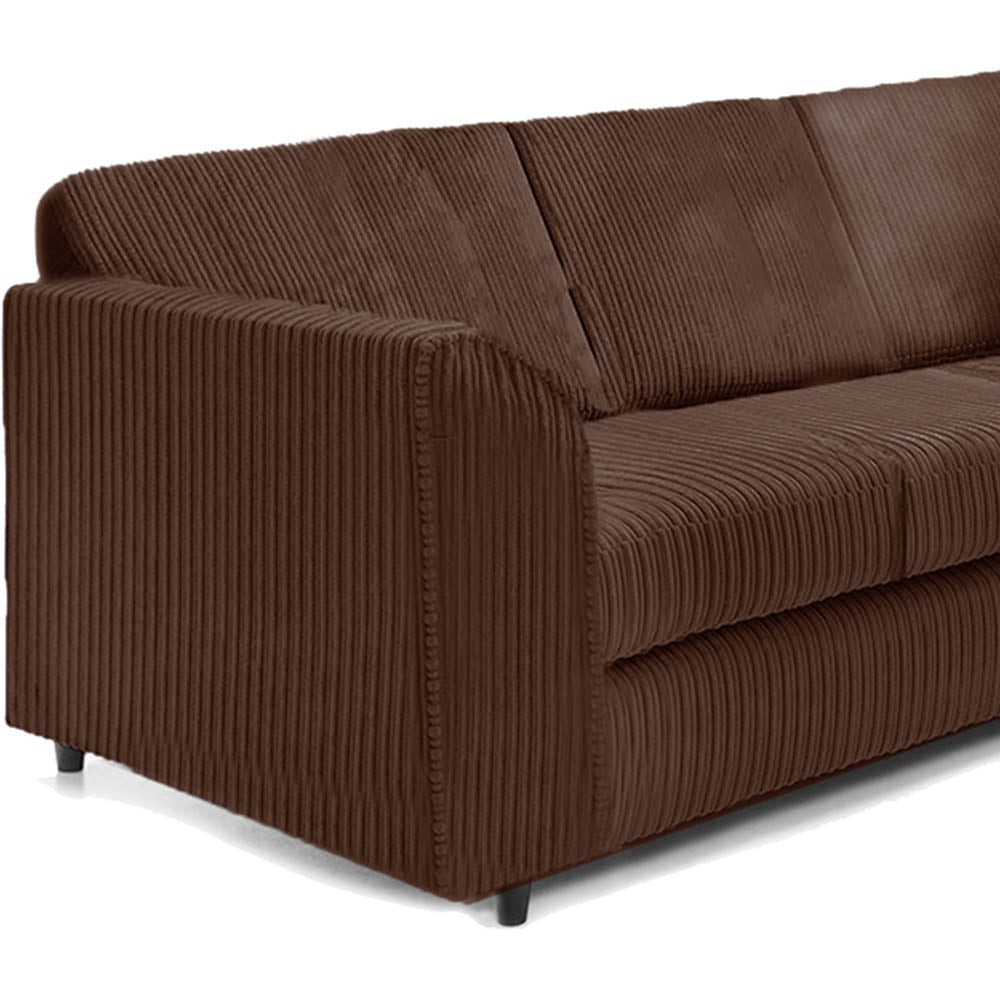 Luxor 5 Seater Chocolate Jumbo Cord Full Back L Shaped Corner Sofa Set Image 5
