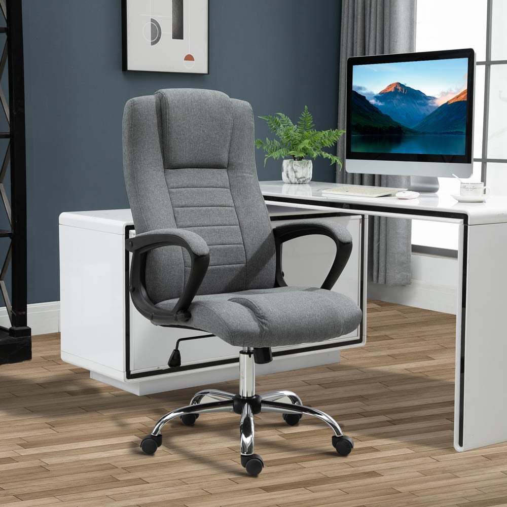 Portland Grey Linen Swivel Office Chair Image 7