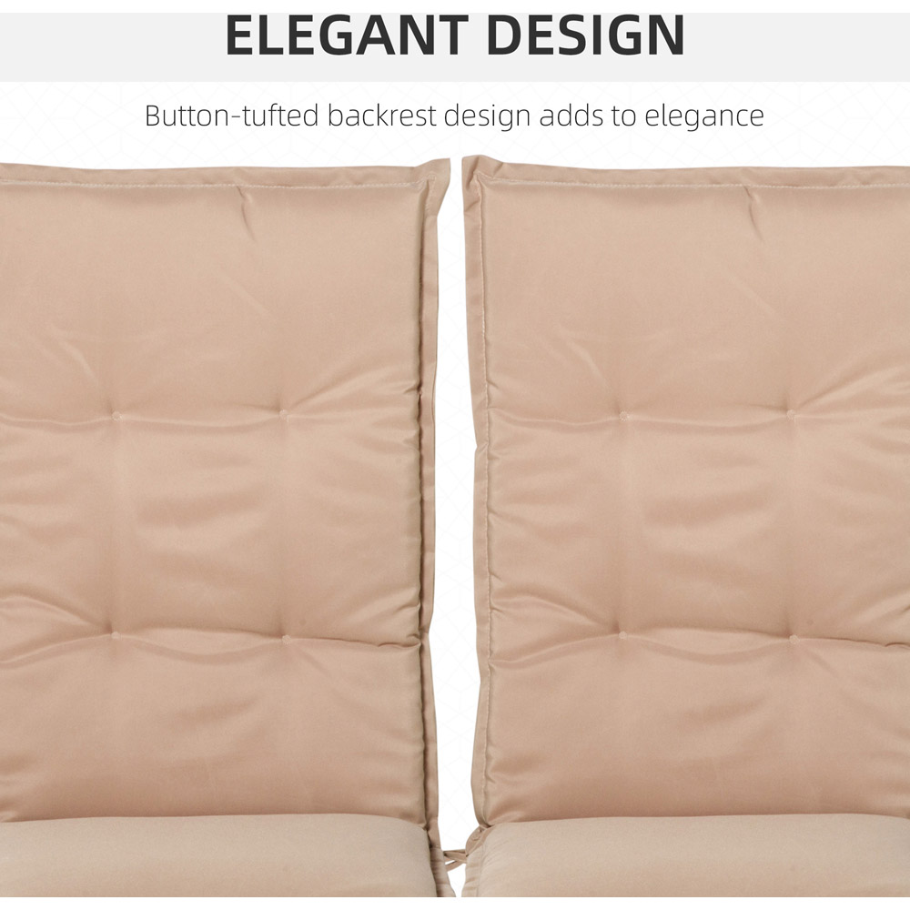 Outsunny Beige Polyester Chair Replacement Cushion 120 x 50cm 2 Pack Image 5