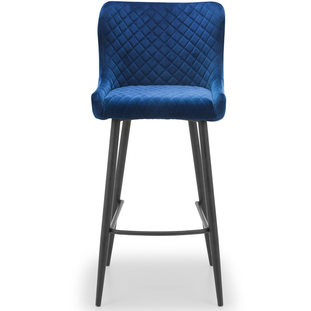 Julian Bowen Luxe Blue Velvet Bar Stool Image 3
