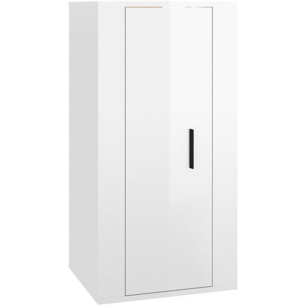 vidaXL Single Door High Gloss White Wall Mounted TV Cabinet Image 2