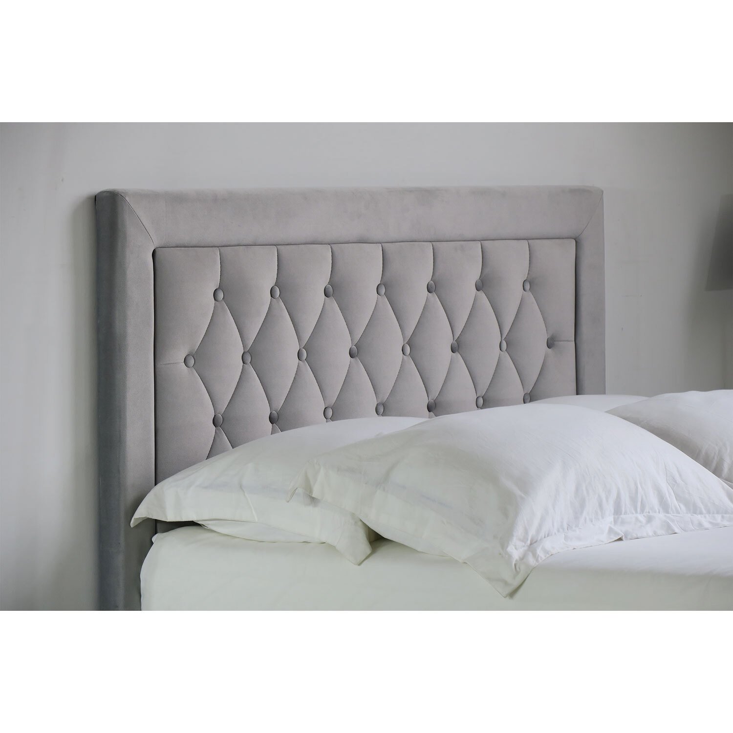 Mia King Size Grey Faux Brushed Velvet Ottoman Bed Image 9