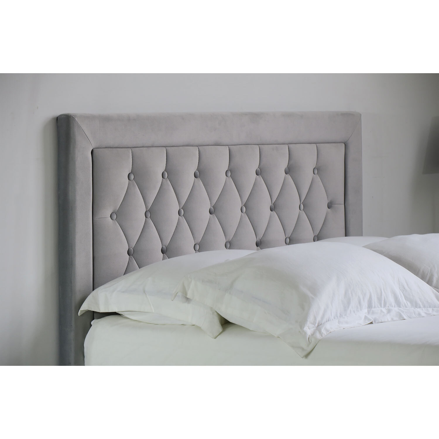 Mia Super King Grey Faux Brushed Velvet Ottoman Bed Image 8