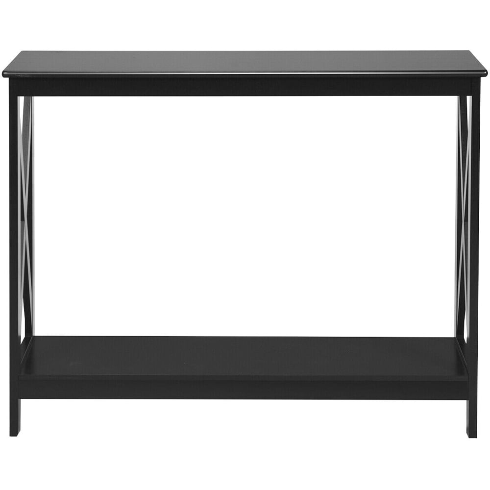 Costway Single Shelf Black Wooden Console Table Image 4