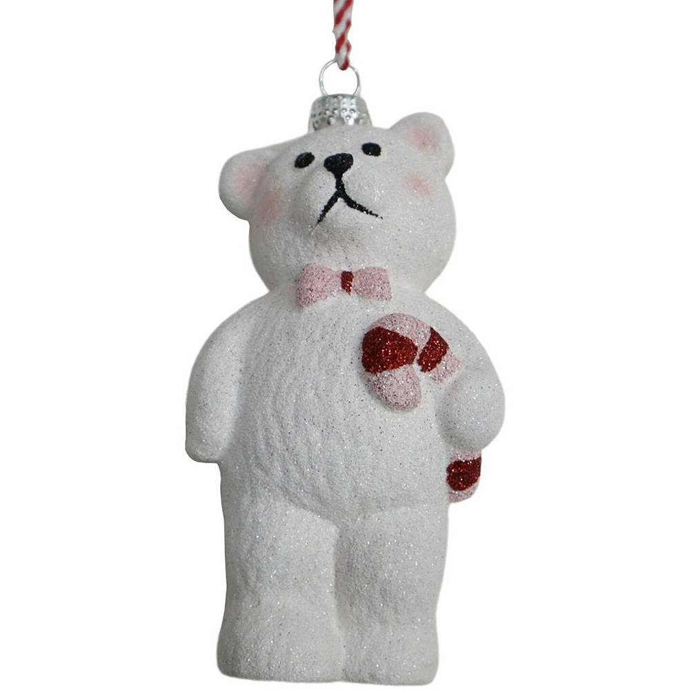 Sugar Wonderland White Christmas Teddy Bear Decoration Single Ornament Image